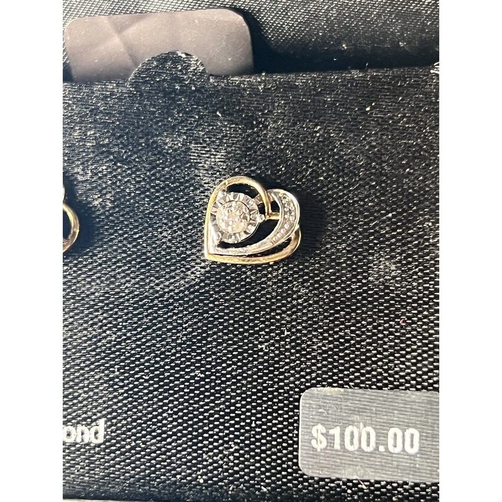 Kohls Sterling Silver And Diamond Chip Stud Earrings Hearts  Mix Match Backs - Picture 4 of 7